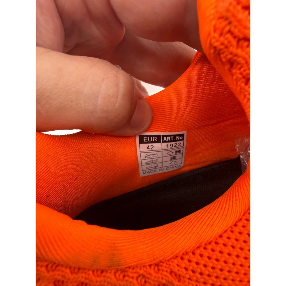 Mens Neon Orange Mesh Knit Blade Sole Athletic Sneakers Trainers Size 42 1922